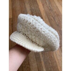 Vintage Hand Crochet Newsboy Hat 100% Acrylic Winter Classic Retro